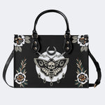 Death Moth Vintage Print - Leather Handbag