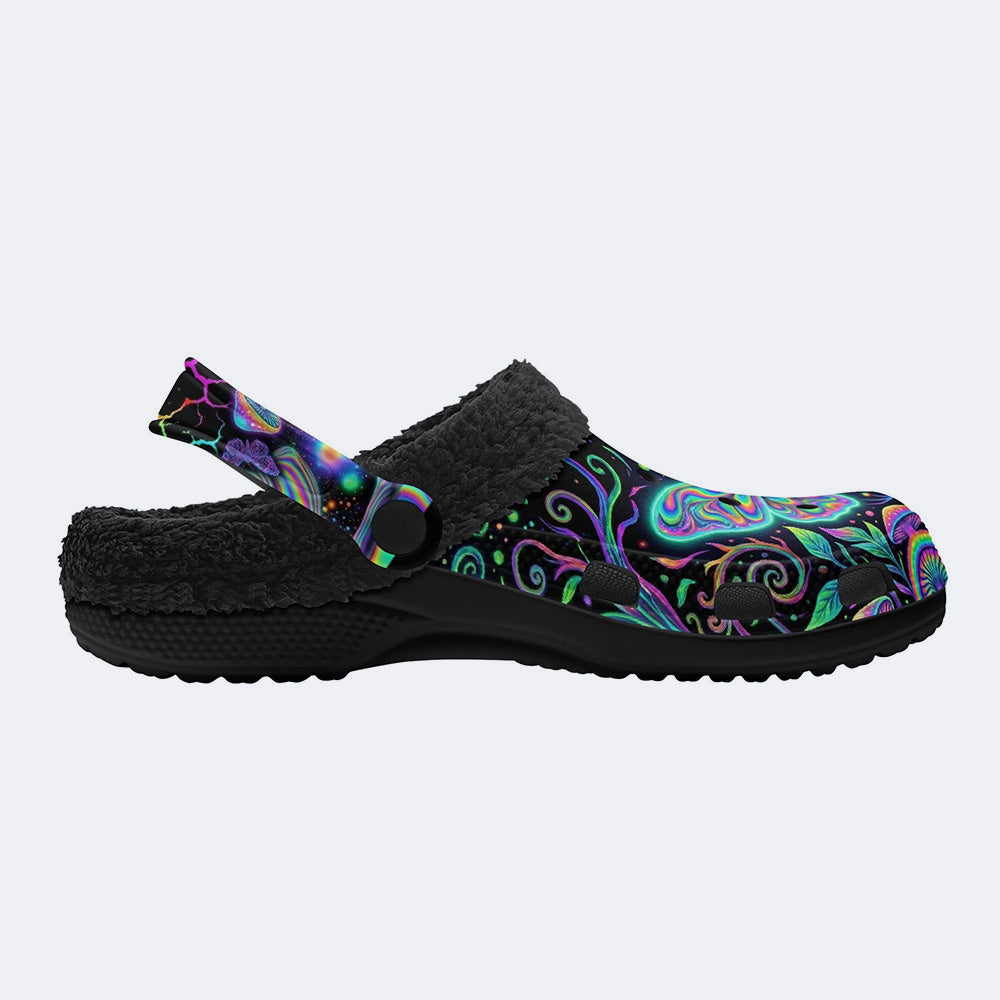 Neon Blue Green Psychedelic Moth Clogs