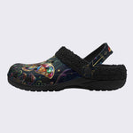 Jewel Moth Print Fleece-Lined Clogs