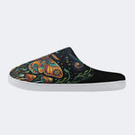 Psychedelic Mushroom Forest Moth Retro Print Fleece-Lined Slippers