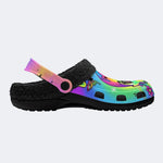 Colorful Skull Print - Fur Lined Slippers/Sandals