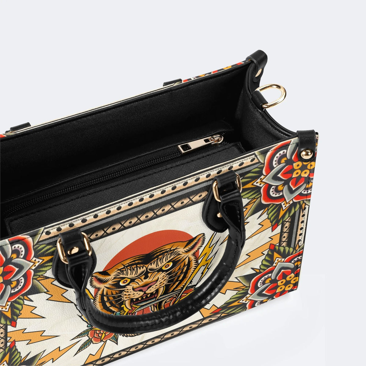 Tiger Holding Sword - Leather Handbag
