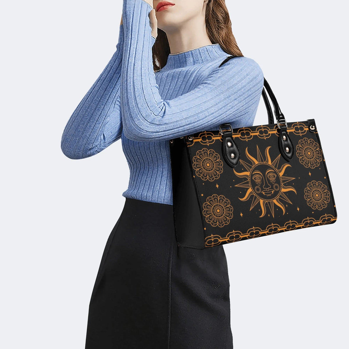 Retro Sun Print - Leather Handbag