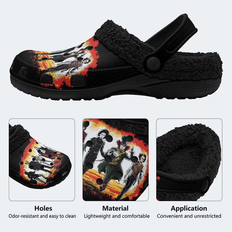 The Monsters Print - Fur Lined Slippers/Sandals