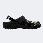 Vintage Floral Moth Print - Fur Lined Slippers/Sandals