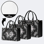Tarot Skull Butterfly Print - Leather Handbag