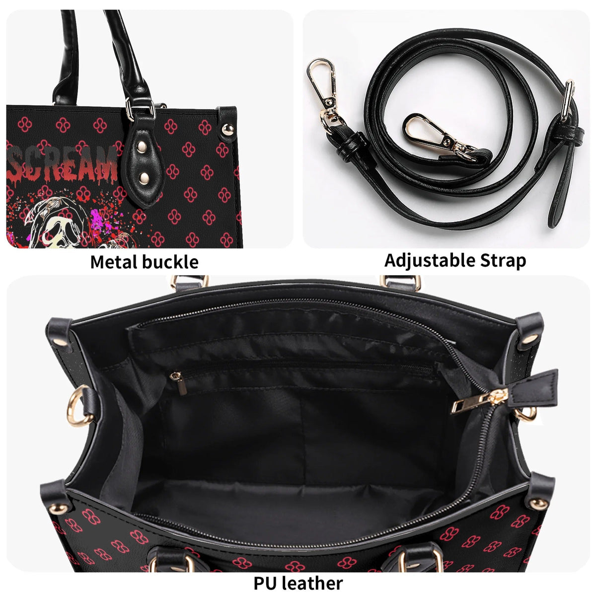 Horror Ghostface Print - Leather Handbag
