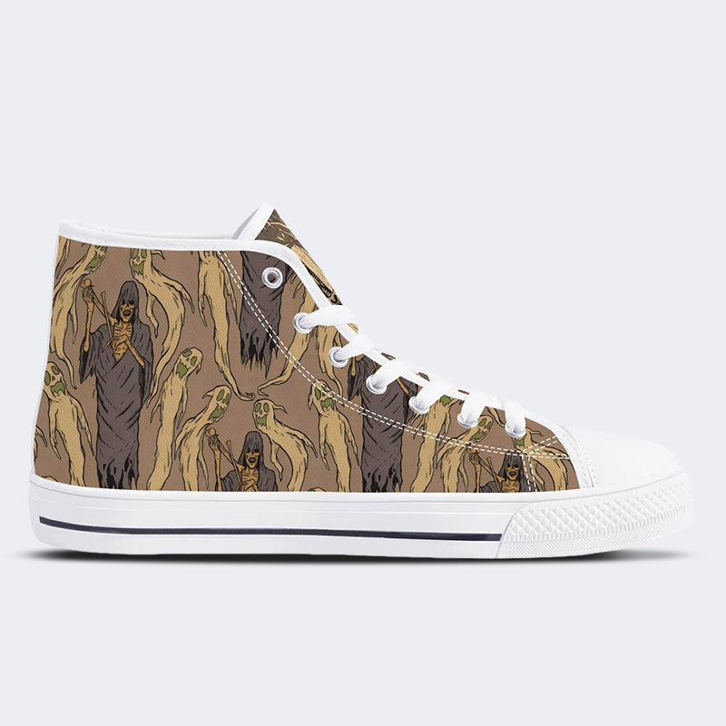 Death Skull Print - High Top Canvas