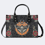 Death Moth Vintage Print - Leather Handbag