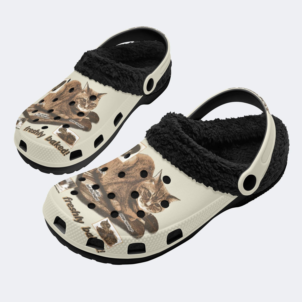 Cat Loaf Unisex Vintage - Fur Lined Slippers/Sandals