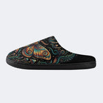 Psychedelic Mushroom Forest Moth Retro Print Fleece-Lined Slippers