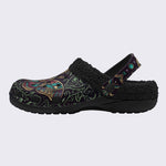 Moth Totem Print Fleece-Lined Clogs