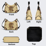 Traditional Tiger and Dragon Print - Leather Crossbody Bag