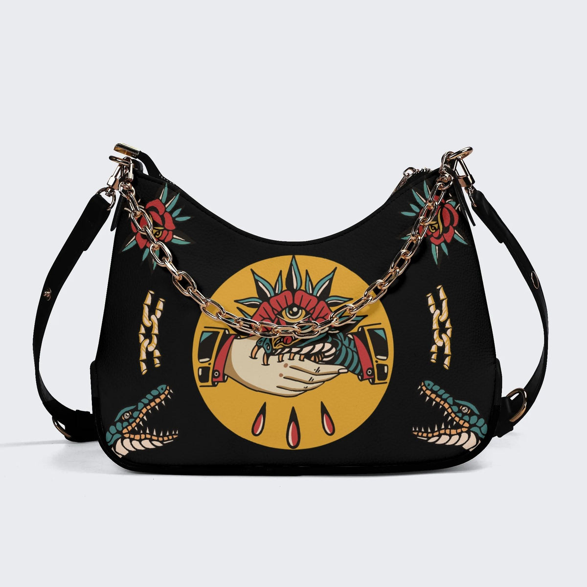Trust No One Snake Print - Leather Crossbody Bag