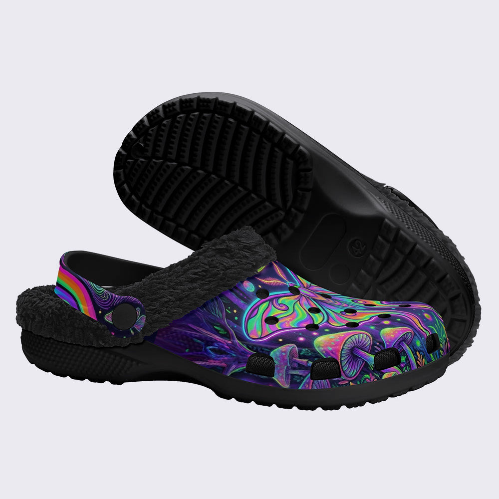 Flowing Color Psychedelic Moth Fleece-Lined Clogs