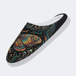 Psychedelic Mushroom Forest Moth Retro Print Fleece-Lined Slippers