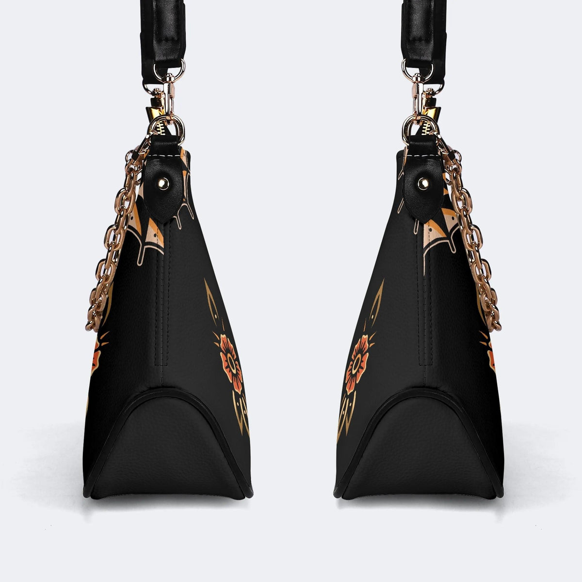 Death Moth On Sword Print - Leather Crossbody Bag