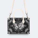 Tarot Skull Butterfly Print - Leather Handbag