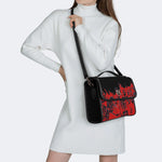 Horror Skull Print - Leather Satchel Bag