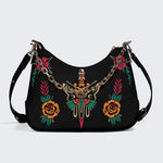 Sword And Moth Print - Leather Crossbody Bag