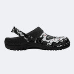 Mist Death Moth Print Fleece-Lined Clogs