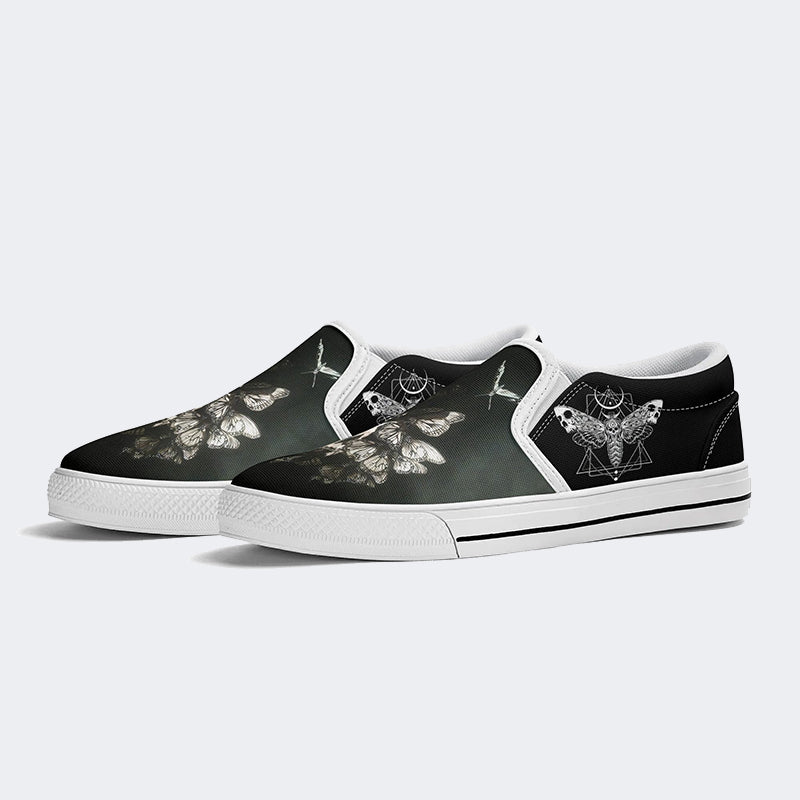 Surreal Death Moth&Skull - Slip On Shoes
