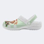 Vintage Girls Printed- Fur Lined Slippers/Sandals