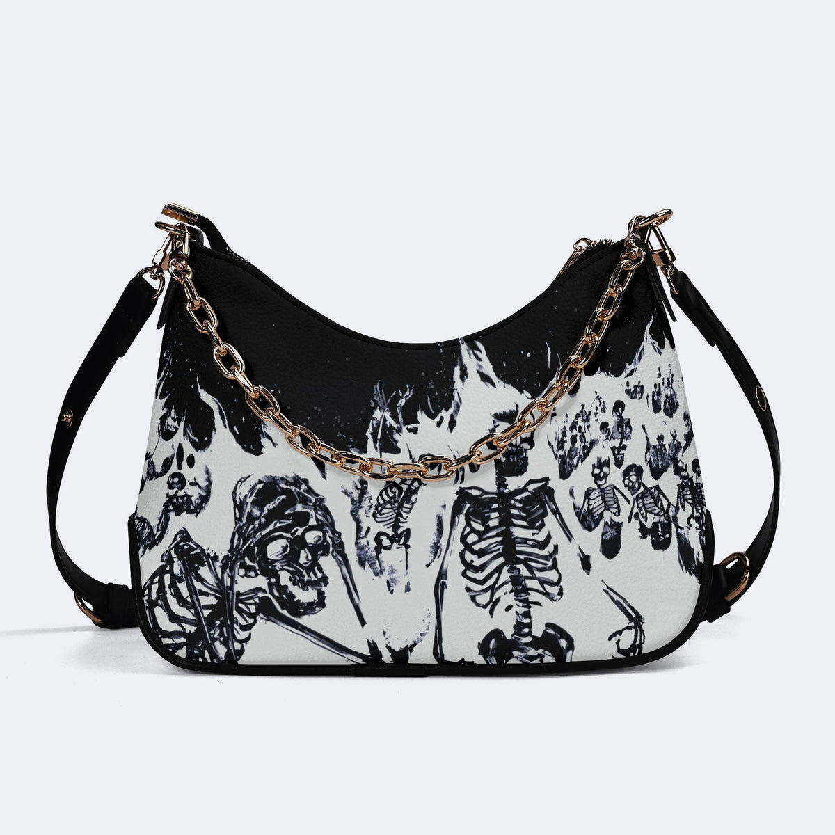 Horror Skull Print - Leather Crossbody Bag