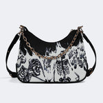 Horror Skull Print - Leather Crossbody Bag