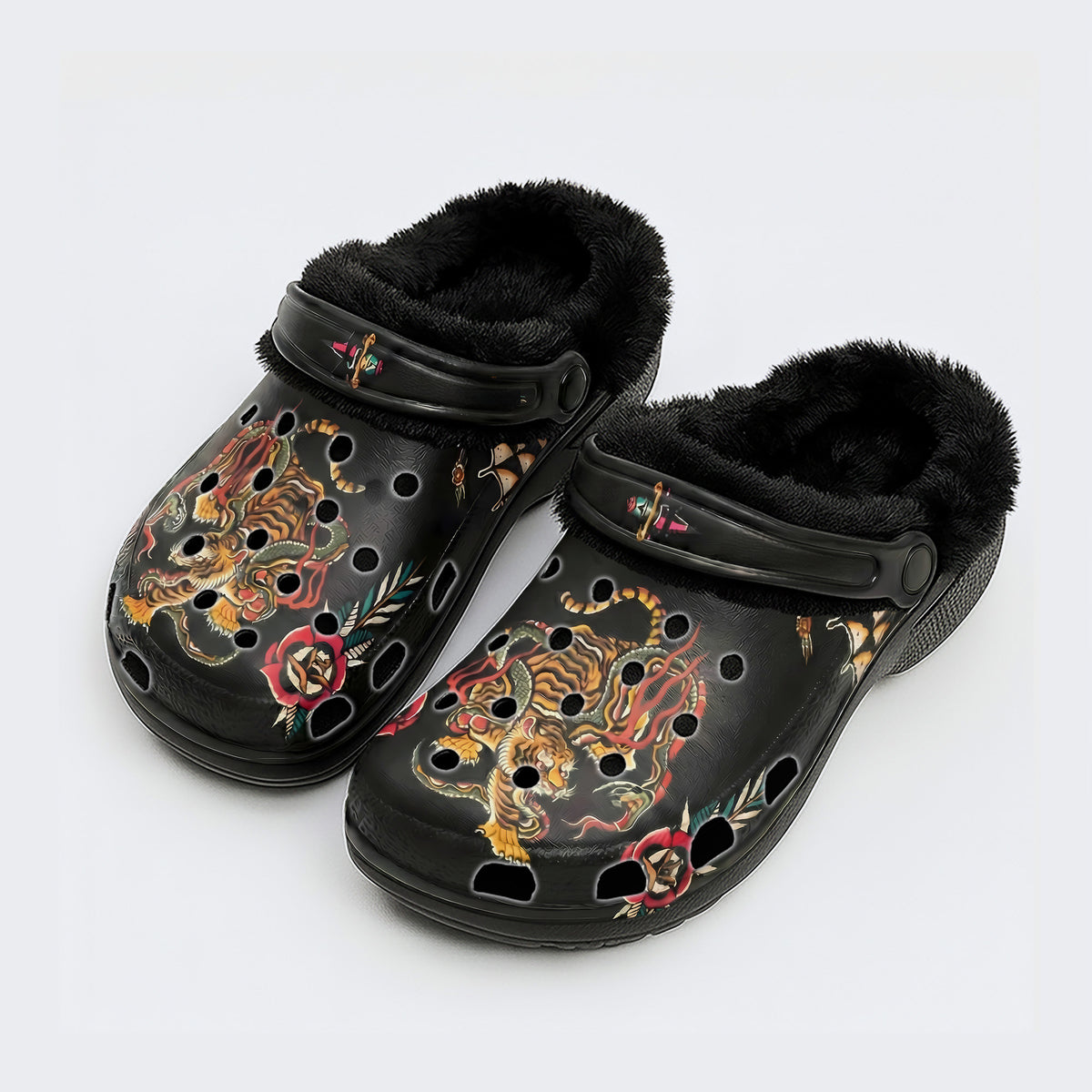 Old School Tiger & Snake Print Clogs