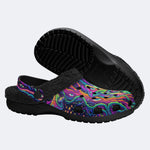 Psychedelic Forest Glowing Mushroom Print Fleece-Lined Clogs