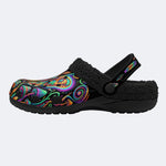 Psychedelic Retro Moth Forest Print Fleece-Lined Clogs