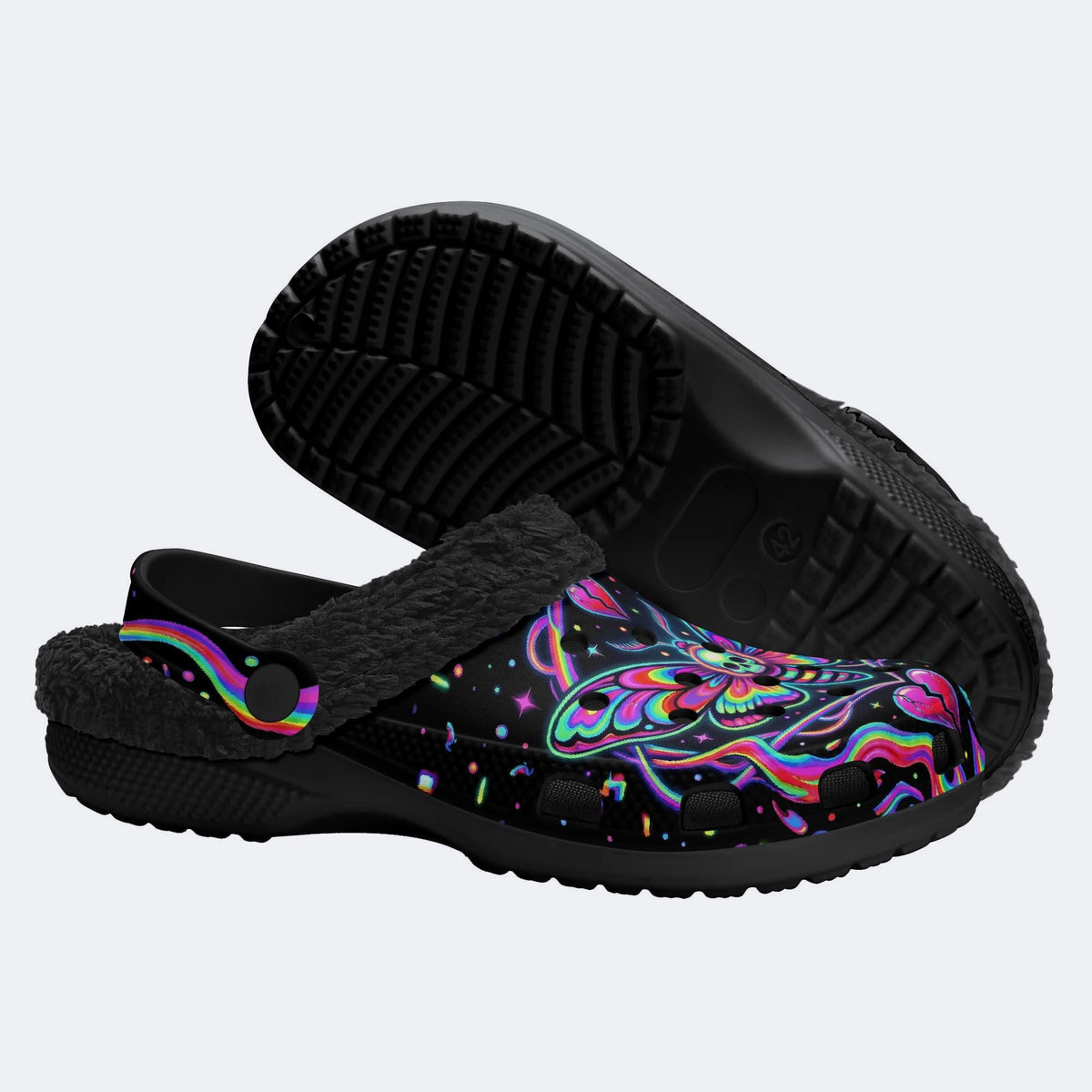 Death Moth Liquid Spectrum Love Ritual Print Clogs