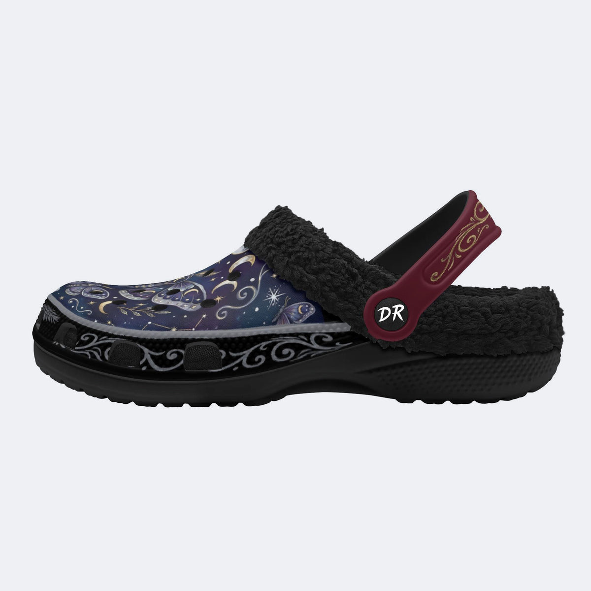 Starry Psychedelic Moth Print Clogs