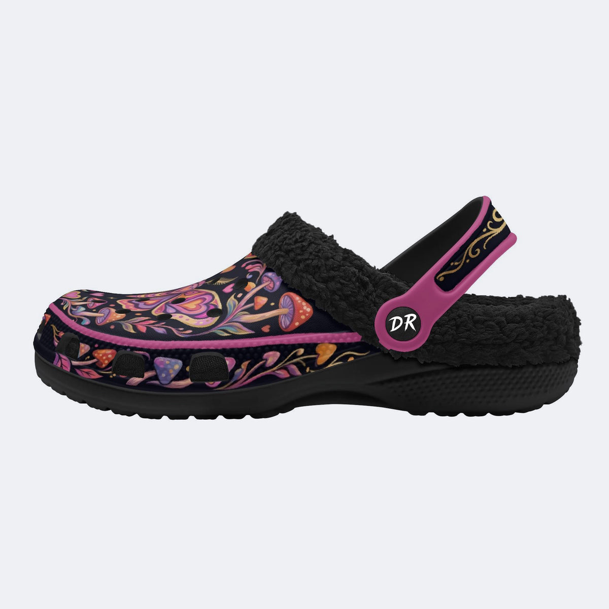 Psychedelic Mushroom & Moth Print Clogs
