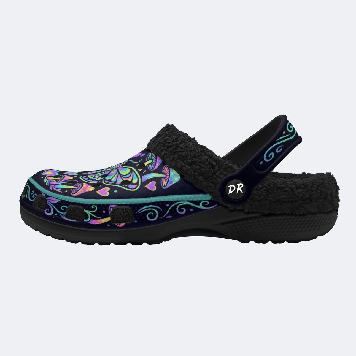 Psychedelic Mushroom & Moth Print Clogs