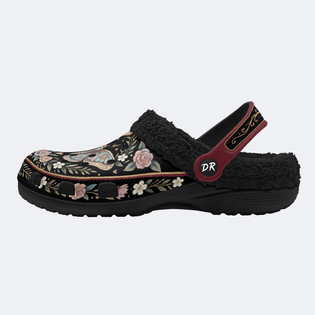 Romantic Wreath Moth Print Clogs