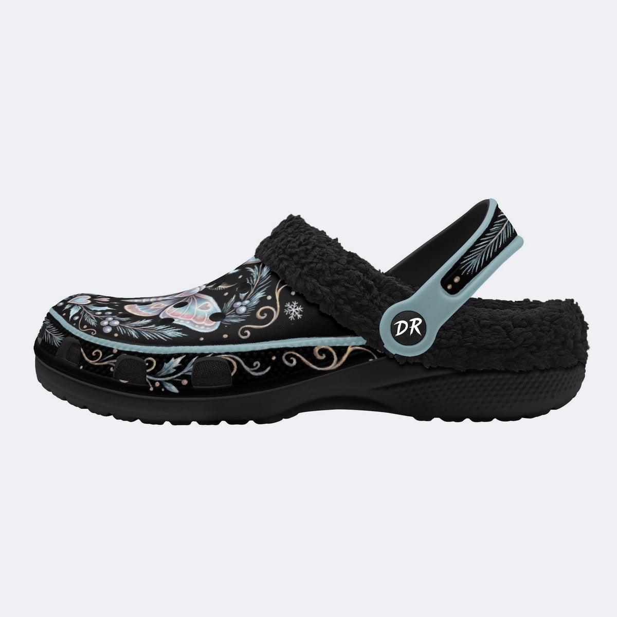 Ice Crystal Wreath Moth Print Clogs