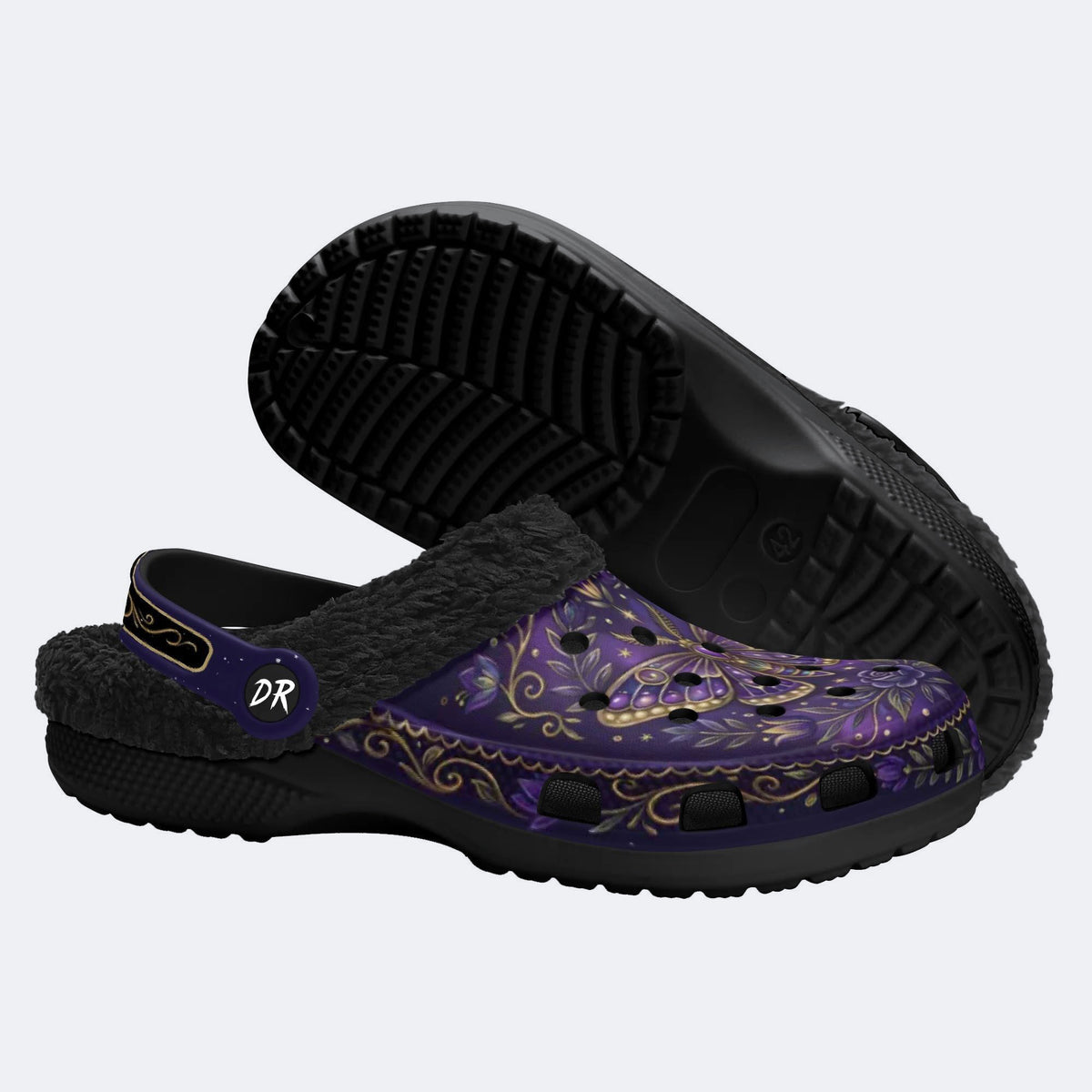 Cosmic Psychedelic Jewel Moth Print Clogs