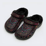 Dark Romantic Psychedelic Moth Print Fleece-Lined Clogs