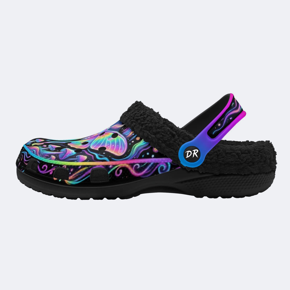Cosmic Psychedelic Moth Print Clogs