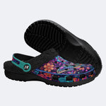 Cosmic Psychedelic Moth Wreath Print Clogs