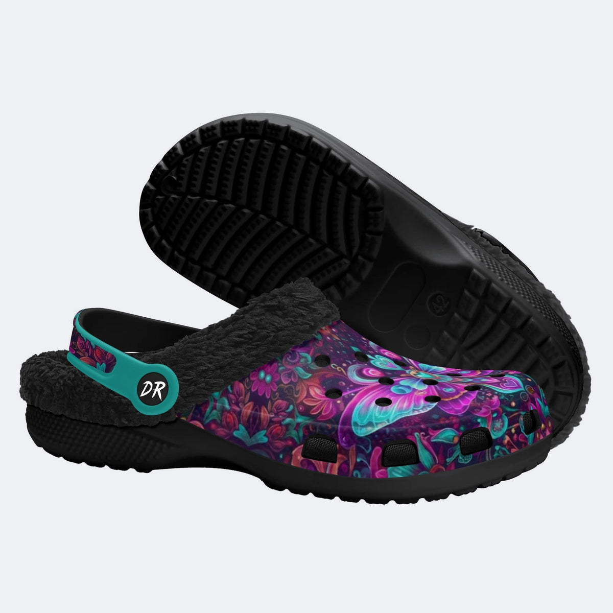 Cosmic Psychedelic Moth Wreath Print Clogs