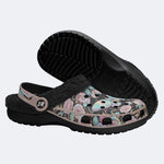 Iridescent Romantic Moth Print Fleece-Lined Clogs