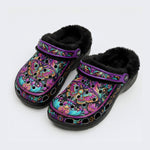Iridescent Jewel Moth Print Fleece-Lined Clogs