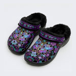 Celestial Iridescent Moth Wreath Print Fleece-Lined Clogs