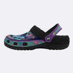 Flowing Floral Field Celestial Moth Print Fleece-Lined Clogs
