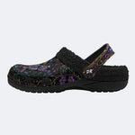 Dark Psychedelic Butterfly Wreath Print Fleece-Lined Clogs