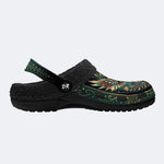 Jewel Eagle Vintage Wreath Print Fleece-Lined Clogs