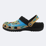 Tropical Sun Butterfly Print Fleece-Lined Clogs